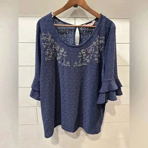 SJS Navy Small Floral Top- 1X